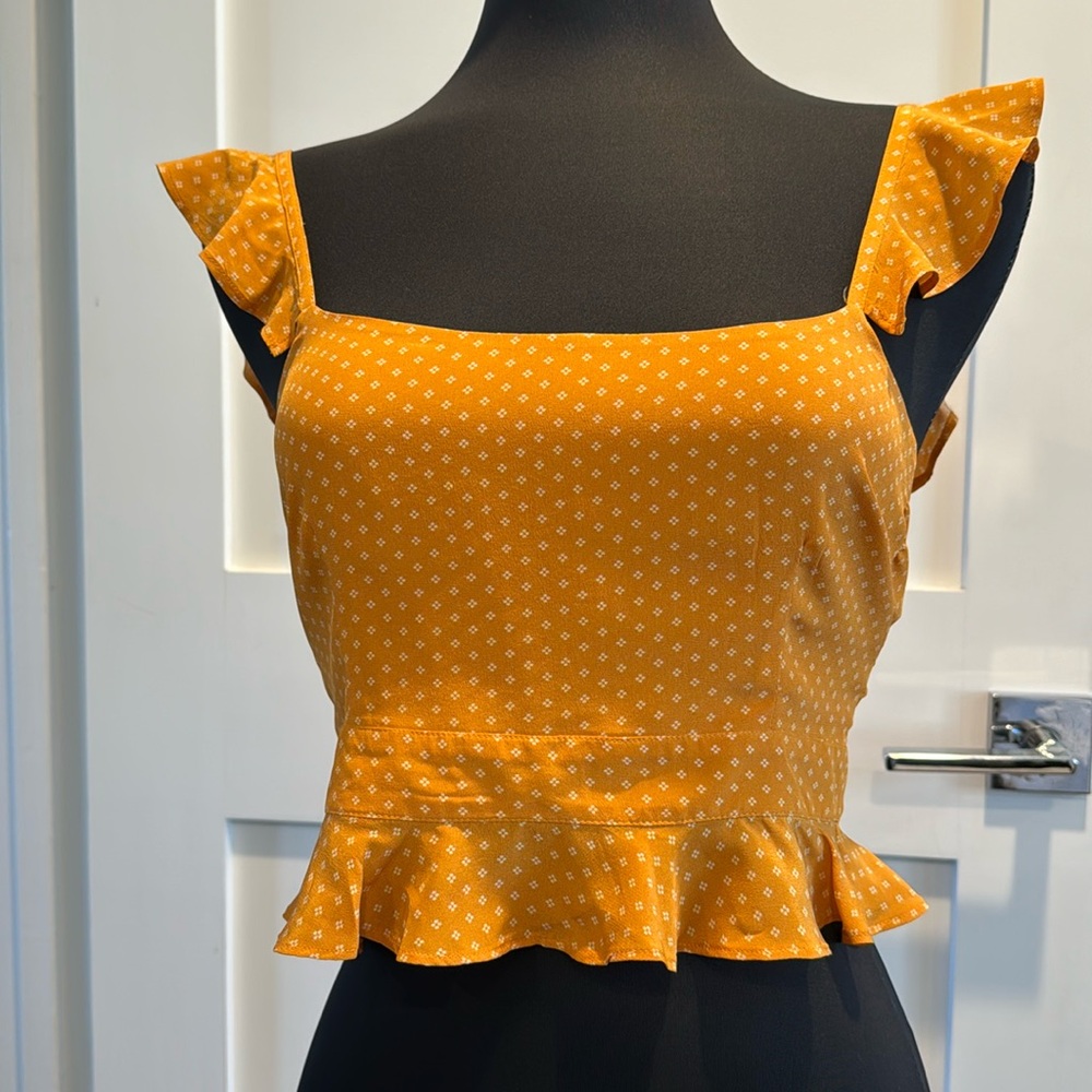 MWOT Chan Luu Anthropologie Silk Cropped Ruffle Tank Top SZ XS